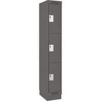 Clean Line Lockers, 3 -tier, 12" x 18" x 76", Steel, Charcoal, Rivet (Assembled) Nia-Chem Ltd.