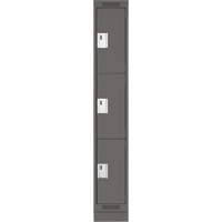 Clean Line Lockers, 3 -tier, 12" x 18" x 76", Steel, Charcoal, Rivet (Assembled) Nia-Chem Ltd.