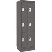 Clean Line Lockers, 3 -tier, Bank of 2, 24" x 18" x 76", Steel, Charcoal, Rivet (Assembled) Nia-Chem Ltd.