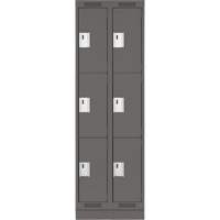 Clean Line Lockers, 3 -tier, Bank of 2, 24" x 18" x 76", Steel, Charcoal, Rivet (Assembled) Nia-Chem Ltd.