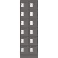 Clean Line Lockerette, 6 -tier, Bank of 2, 24" x 18" x 76", Steel, Charcoal, Rivet (Assembled) Nia-Chem Ltd.