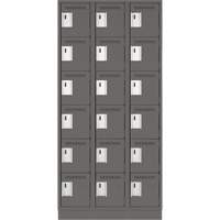 Clean Line Lockerette, 6 -tier, Bank of 3, 36" x 18" x 76", Steel, Charcoal, Rivet (Assembled) Nia-Chem Ltd.