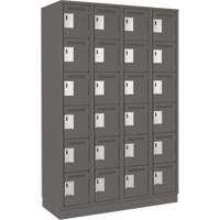 Clean Line Lockerette, 6 -tier, Bank of 4, 48" x 18" x 76", Steel, Charcoal, Rivet (Assembled) Nia-Chem Ltd.