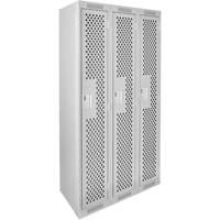 Clean Line Lockers, Bank of 3, 36" x 15" x 72", Steel, Grey, Rivet (Assembled), Perforated Nia-Chem Ltd.