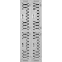 Clean Line Lockers, 2 -tier, Bank of 2, 24" x 12" x 72", Steel, Grey, Rivet (Assembled), Perforated Nia-Chem Ltd.