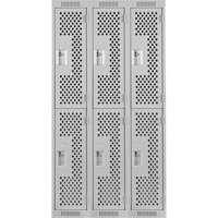 Clean Line Lockers, 2 -tier, Bank of 3, 36" x 12" x 72", Steel, Grey, Rivet (Assembled), Perforated Nia-Chem Ltd.