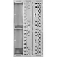 Clean Line Lockers, 2 -tier, Bank of 3, 36" x 12" x 72", Steel, Grey, Rivet (Assembled), Perforated Nia-Chem Ltd.