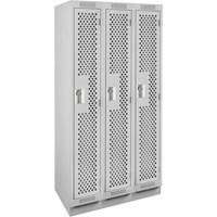 Clean Line Lockers, Bank of 3, 36" x 15" x 76", Steel, Grey, Rivet (Assembled), Perforated Nia-Chem Ltd.