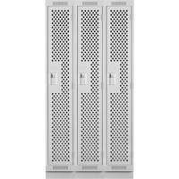 Clean Line Lockers, Bank of 3, 36" x 15" x 76", Steel, Grey, Rivet (Assembled), Perforated Nia-Chem Ltd.