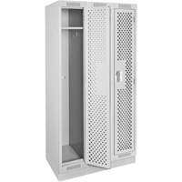 Clean Line Lockers, Bank of 3, 36" x 15" x 76", Steel, Grey, Rivet (Assembled), Perforated Nia-Chem Ltd.