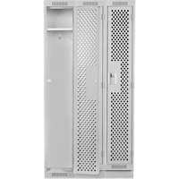 Clean Line Lockers, Bank of 3, 36" x 15" x 76", Steel, Grey, Rivet (Assembled), Perforated Nia-Chem Ltd.