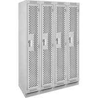 Clean Line Lockers, Bank of 4, 48" x 15" x 76", Steel, Grey, Rivet (Assembled), Perforated Nia-Chem Ltd.