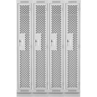 Clean Line Lockers, Bank of 4, 48" x 15" x 76", Steel, Grey, Rivet (Assembled), Perforated Nia-Chem Ltd.