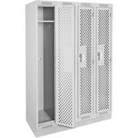 Clean Line Lockers, Bank of 4, 48" x 15" x 76", Steel, Grey, Rivet (Assembled), Perforated Nia-Chem Ltd.