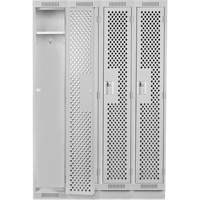 Clean Line Lockers, Bank of 4, 48" x 15" x 76", Steel, Grey, Rivet (Assembled), Perforated Nia-Chem Ltd.