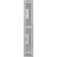 Clean Line Lockers, 2 -tier, 12" x 15" x 76", Steel, Grey, Rivet (Assembled), Perforated Nia-Chem Ltd.