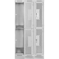 Clean Line Lockers, 2 -tier, Bank of 3, 36" x 15" x 76", Steel, Grey, Rivet (Assembled), Perforated Nia-Chem Ltd.