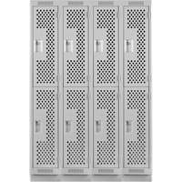 Clean Line Lockers, 2 -tier, Bank of 4, 48" x 15" x 76", Steel, Grey, Rivet (Assembled), Perforated Nia-Chem Ltd.