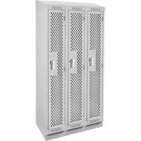 Clean Line Lockers, Bank of 3, 36" x 15" x 82", Steel, Grey, Rivet (Assembled), Perforated Nia-Chem Ltd.