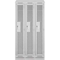 Clean Line Lockers, Bank of 3, 36" x 15" x 82", Steel, Grey, Rivet (Assembled), Perforated Nia-Chem Ltd.