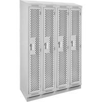 Clean Line Lockers, Bank of 4, 48" x 15" x 82", Steel, Grey, Rivet (Assembled), Perforated Nia-Chem Ltd.