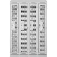 Clean Line Lockers, Bank of 4, 48" x 15" x 82", Steel, Grey, Rivet (Assembled), Perforated Nia-Chem Ltd.
