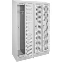 Clean Line Lockers, Bank of 4, 48" x 15" x 82", Steel, Grey, Rivet (Assembled), Perforated Nia-Chem Ltd.