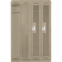 Clean Line Lockers, Bank of 4, 48" x 15" x 82", Steel, Grey, Rivet (Assembled), Perforated Nia-Chem Ltd.
