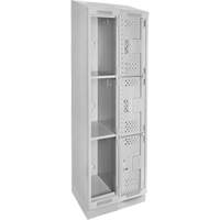 Casiers Clean Line, 3 niveaux, Bloc de 2, 24" x 18" x 82", Acier, Gris, Rivet (assembl&eacute;), Perfor&eacute; Nia-Chem Ltd.