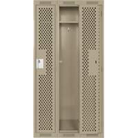 Clean Line Lockers, Bank of 3, 36" x 15" x 72", Steel, Beige, Rivet (Assembled), Perforated Nia-Chem Ltd.