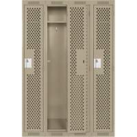 Clean Line Lockers, Bank of 4, 48" x 15" x 72", Steel, Beige, Rivet (Assembled), Perforated Nia-Chem Ltd.