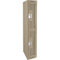 Casiers Clean Line, 2 niveaux, 12" x 15" x 72", Acier, Beige, Rivet (assembl&eacute;), Perfor&eacute; Nia-Chem Ltd.