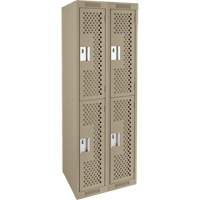 Clean Line Lockers, 2 -tier, Bank of 2, 24" x 12" x 72", Steel, Beige, Rivet (Assembled), Perforated Nia-Chem Ltd.