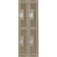 Clean Line Lockers, 2 -tier, Bank of 2, 24" x 12" x 72", Steel, Beige, Rivet (Assembled), Perforated Nia-Chem Ltd.