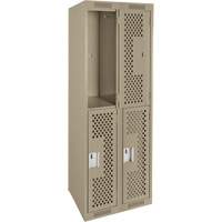 Clean Line Lockers, 2 -tier, Bank of 2, 24" x 12" x 72", Steel, Beige, Rivet (Assembled), Perforated Nia-Chem Ltd.
