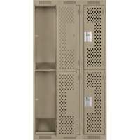 Clean Line Lockers, 2 -tier, Bank of 3, 36" x 12" x 72", Steel, Beige, Rivet (Assembled), Perforated Nia-Chem Ltd.