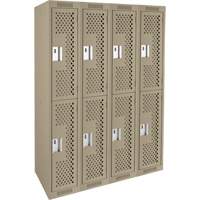 Clean Line Lockers, 2 -tier, Bank of 4, 48" x 12" x 72", Steel, Beige, Rivet (Assembled), Perforated Nia-Chem Ltd.