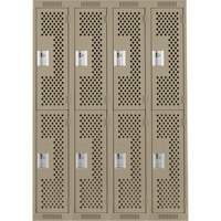 Clean Line Lockers, 2 -tier, Bank of 4, 48" x 12" x 72", Steel, Beige, Rivet (Assembled), Perforated Nia-Chem Ltd.