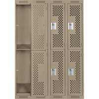 Clean Line Lockers, 2 -tier, Bank of 4, 48" x 12" x 72", Steel, Beige, Rivet (Assembled), Perforated Nia-Chem Ltd.