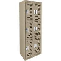 Casiers Clean Line, 3 niveaux, Bloc de 2, 24" x 12" x 72", Acier, Beige, Rivet (assembl&eacute;), Perfor&eacute; Nia-Chem Ltd.