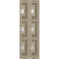 Casiers Clean Line, 3 niveaux, Bloc de 2, 24" x 12" x 72", Acier, Beige, Rivet (assembl&eacute;), Perfor&eacute; Nia-Chem Ltd.