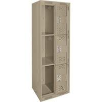 Casiers Clean Line, 3 niveaux, Bloc de 2, 24" x 12" x 72", Acier, Beige, Rivet (assembl&eacute;), Perfor&eacute; Nia-Chem Ltd.