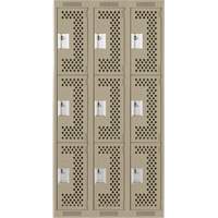 Casiers Clean Line, 3 niveaux, Bloc de 3, 36" x 12" x 72", Acier, Beige, Rivet (assembl&eacute;), Perfor&eacute; Nia-Chem Ltd.