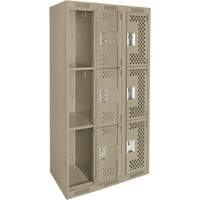 Casiers Clean Line, 3 niveaux, Bloc de 3, 36" x 12" x 72", Acier, Beige, Rivet (assembl&eacute;), Perfor&eacute; Nia-Chem Ltd.