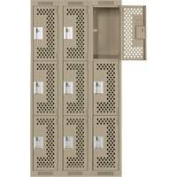 Casiers Clean Line, 3 niveaux, Bloc de 3, 36" x 12" x 72", Acier, Beige, Rivet (assembl&eacute;), Perfor&eacute; Nia-Chem Ltd.