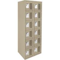Assembled Lockerettes Clean Line Perforated Economy Lockers, 6 -tier, Bank of 2, 18" x 72" x 12", Steel Nia-Chem Ltd.