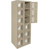 Assembled Lockerettes Clean Line Perforated Economy Lockers, 6 -tier, Bank of 2, 18" x 72" x 12", Steel Nia-Chem Ltd.
