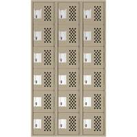 Assembled Lockerettes Clean Line Perforated Economy Lockers, 6 -tier, Bank of 3, 18" x 72" x 12", Steel Nia-Chem Ltd.