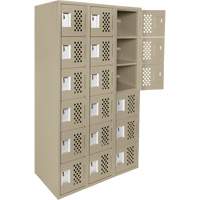 Assembled Lockerettes Clean Line Perforated Economy Lockers, 6 -tier, Bank of 3, 18" x 72" x 12", Steel Nia-Chem Ltd.