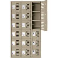 Assembled Lockerettes Clean Line Perforated Economy Lockers, 6 -tier, Bank of 3, 18" x 72" x 12", Steel Nia-Chem Ltd.